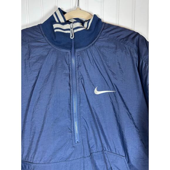 Vintage Nike Half Zip Pullover Bomber Puffer Jacket Size Large Blue 90s - Picture 3 of 14